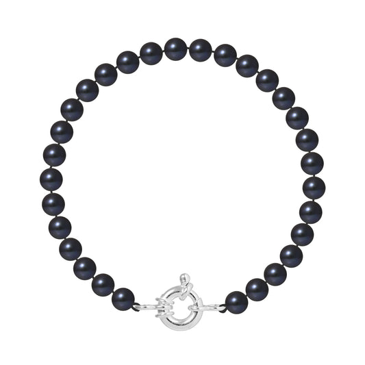 PERLINEA - Bracelet Perles de Culture Ronde 6-7  mm Black Tahiti