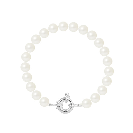 PERLINEA - Bracelet Perles de Culture Ronde 7-8 mm Blanc Naturel