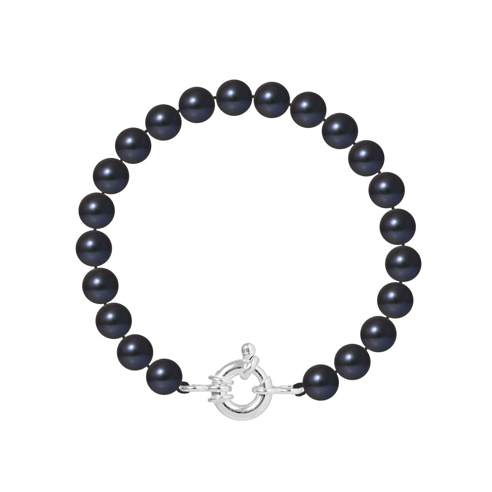 PERLINEA - Bracelet Perles de Culture Ronde 7-8 mm Black Tahiti