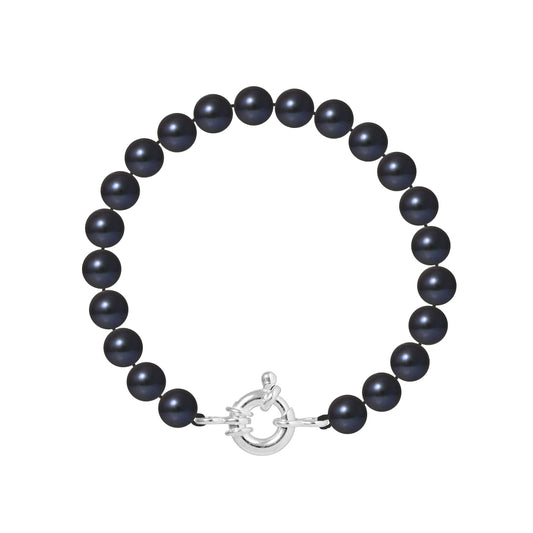 PERLINEA - Bracelet Perles de Culture Ronde 7-8 mm Black Tahiti