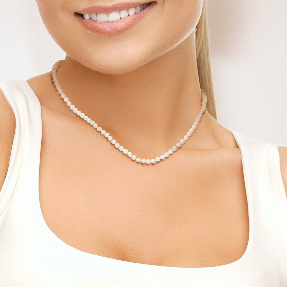 PERLINEA - Collier Perles de Culture Ronde 4-5 mm Blanc Naturel