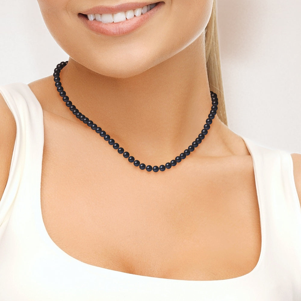 PERLINEA - Collier Perles de Culture Ronde 5-6 mm Black Tahiti