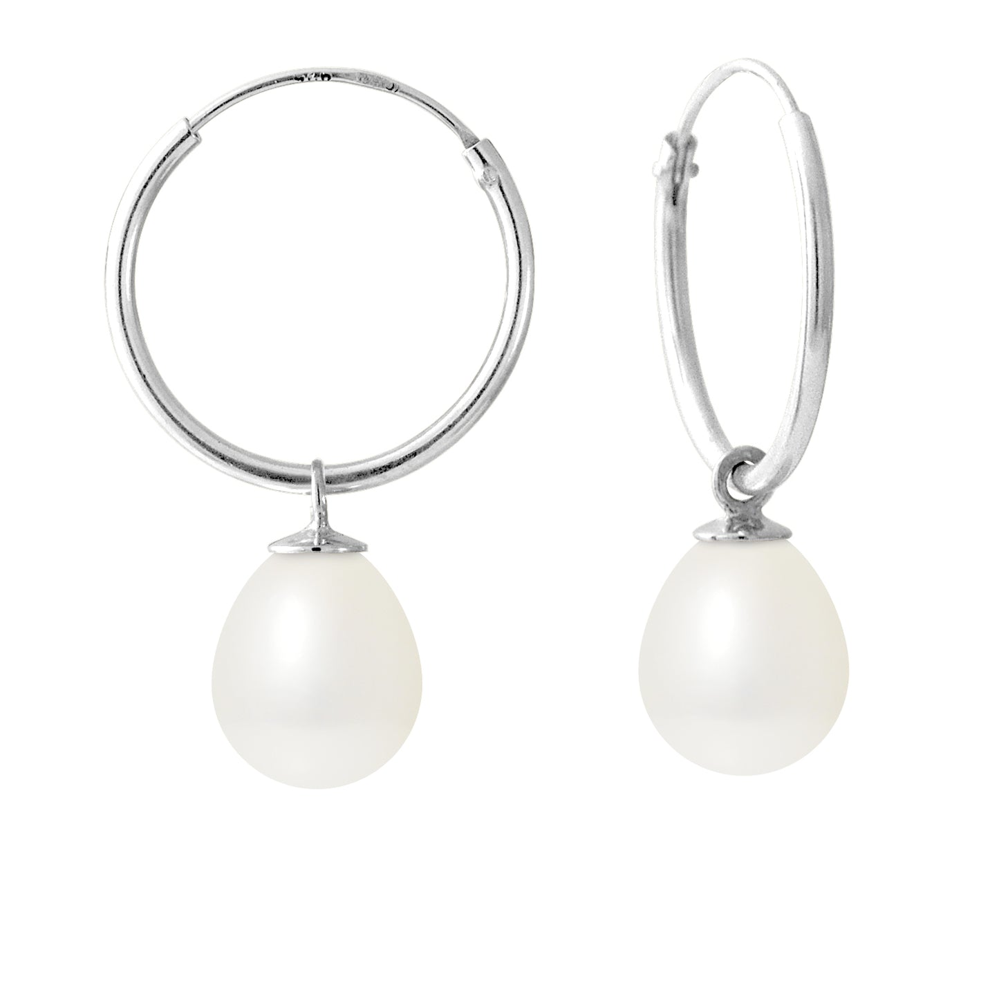 PERLINEA - Boucles d'Oreilles - Perles de Culture d'Eau Douce - Diamètre 8-9 mm Blanc