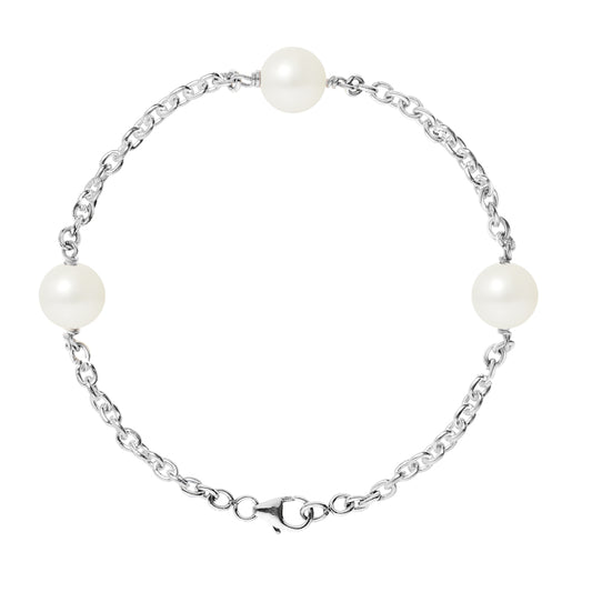 PERLINEA - Bracelet Perles de Culture - Diamètre 9-10 mm Blanc