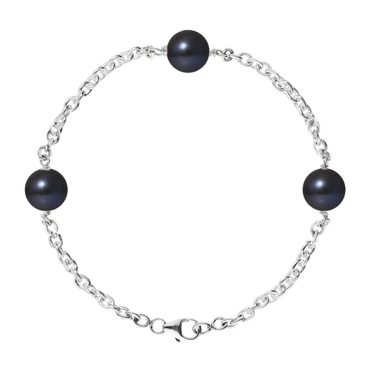 PERLINEA - Bracelet Perles de Culture - Diamètre 9-10 mm Black Tahiti