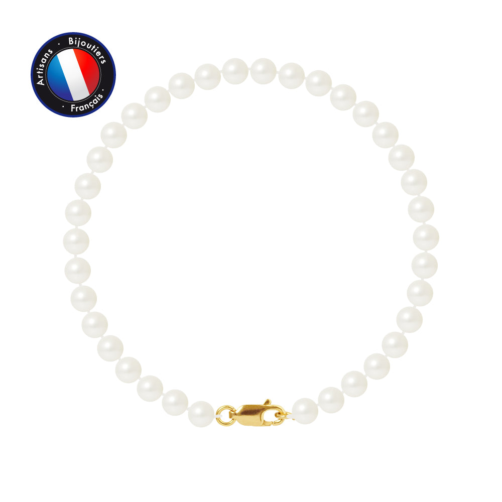 PERLINEA - Bracelet - Perles de Culture Ronde 5-6 mm Blanc - Or Jaune