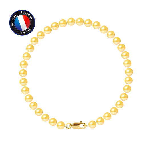 PERLINEA - Bracelet - Perles de Culture Ronde 5-6 mm Gold - Or Jaune