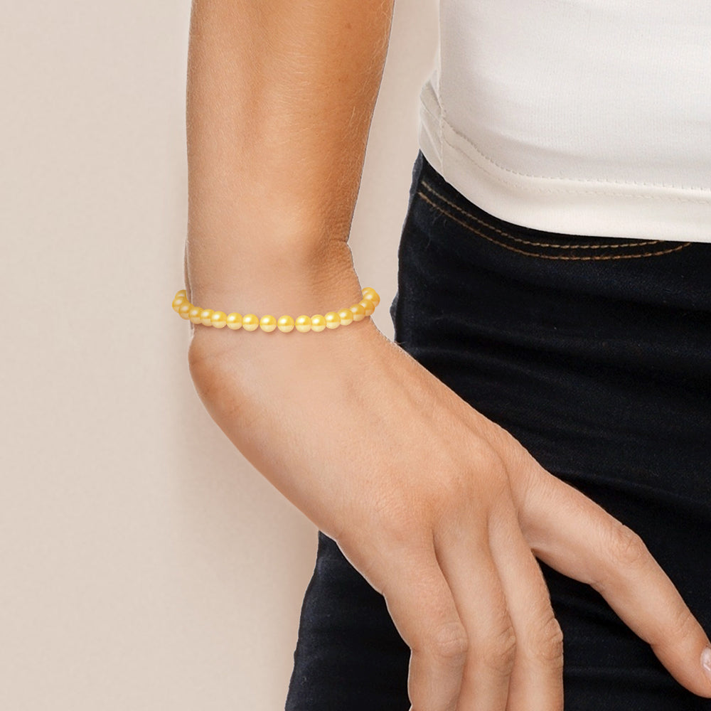 PERLINEA - Bracelet - Perles de Culture Ronde 5-6 mm Gold - Or Jaune