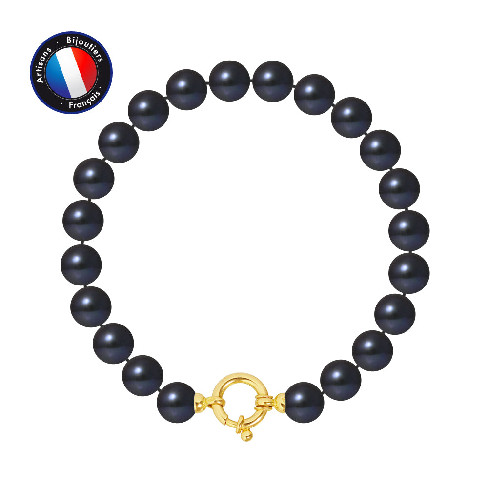 PERLINEA - Bracelet - Perles de Culture 8-9 mm Black Tahiti - Or Jaune