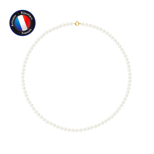 PERLINEA - Collier - Perles de Culture d'Eau Douce - Ronde 4-5 mm Blanc - Or Jaune