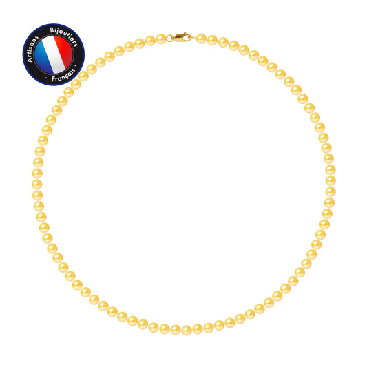 PERLINEA - Collier - Perles de Culture d'Eau Douce Ronde 5-6 mm Gold - Or Jaune