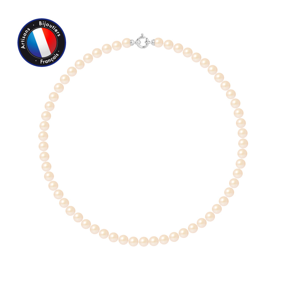 PERLINEA - Collier - Perles de Culture d'Eau Douce Ronde 6-7  mm Gold - Or Blanc