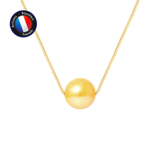 PERLINEA - Collier - Perle de Culture - Diamètre 9-10 mm Gold - Or Jaune