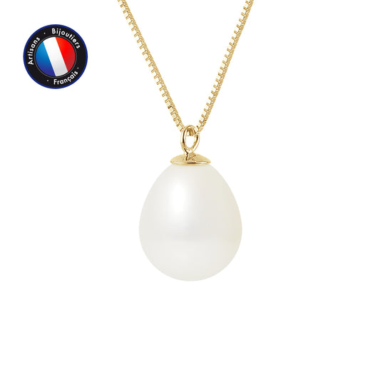 PERLINEA - Collier - Perle de Culture - Diamètre 9-10 mm Blanc - Or Jaune