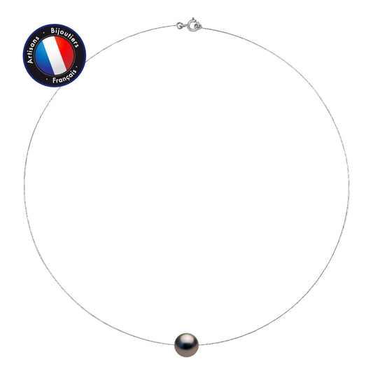 PERLINEA - Collier - Perle de Culture de Tahiti Ronde 10-11 mm - Or Blanc