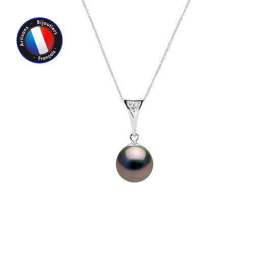 PERLINEA - Collier - Perle de Culture de Tahiti - Diamètre 8-9 mm - Or Blanc