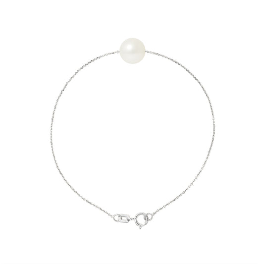 PERLINEA - Bracelet - Perle de Culture d'Eau Douce - Diamètre 8-9 mm Blanc - Argent 925 Millièmes