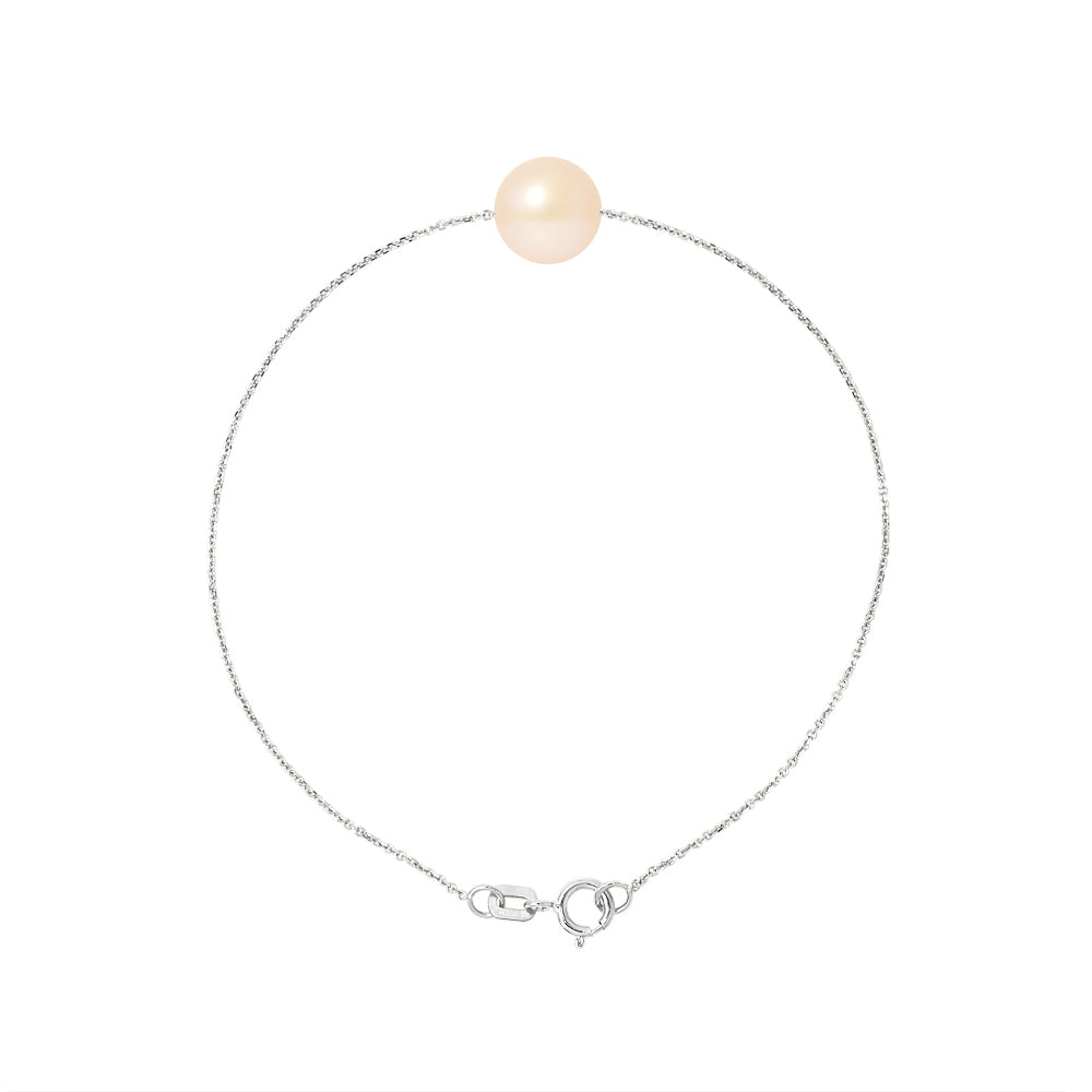 PERLINEA - Bracelet - Perle de Culture d'Eau Douce - Diamètre 8-9 mm Rose - Argent 925 Millièmes