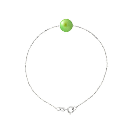 PERLINEA - Bracelet - Perle de Culture d'Eau Douce - Diamètre 8-9 mm Vert Tonic - Argent 925 Millièmes