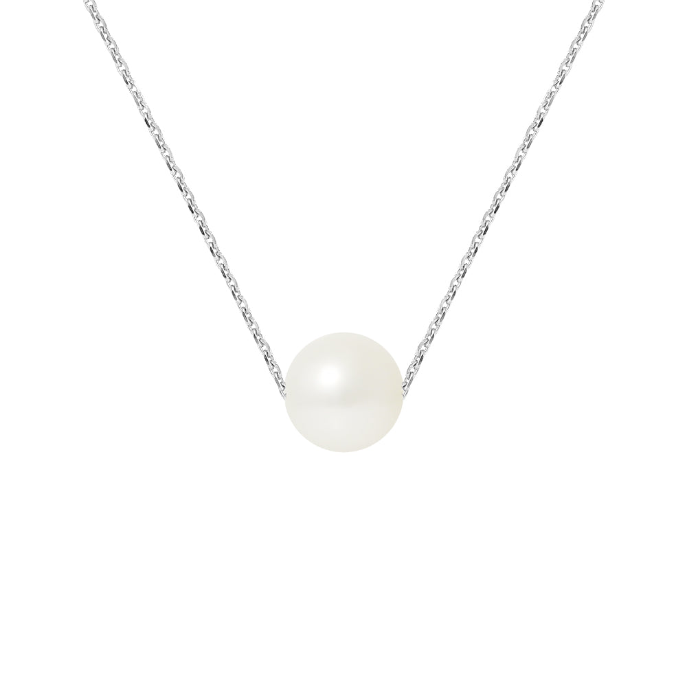 PERLINEA - Collier - Perle de Culture d'Eau Douce - Diamètre 8-9 mm Blanc - Argent 925 Millièmes