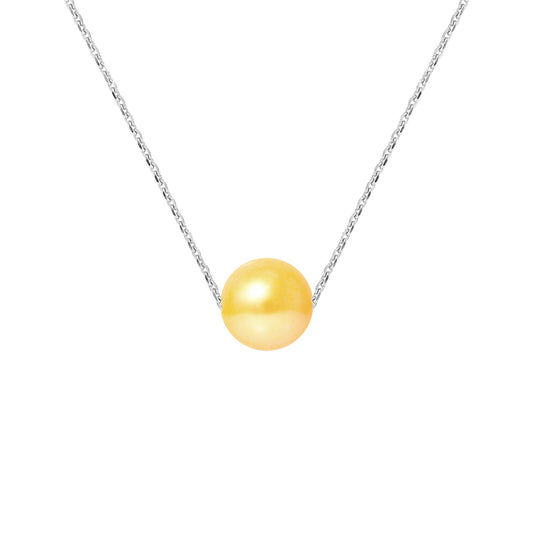 PERLINEA - Collier - Perle de Culture d'Eau Douce - Diamètre 8-9 mm Gold - Argent 925 Millièmes