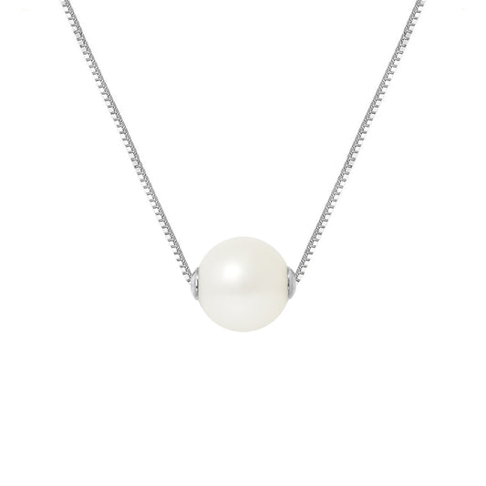 PERLINEA - Collier - Perle de Culture d'Eau Douce - Diamètre 9-10 mm Blanc - Argent 925 Millièmes