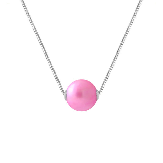 PERLINEA - Collier - Perle de Culture d'Eau Douce - Diamètre 9-10 mm Rose Fushia - Argent 925 Millièmes