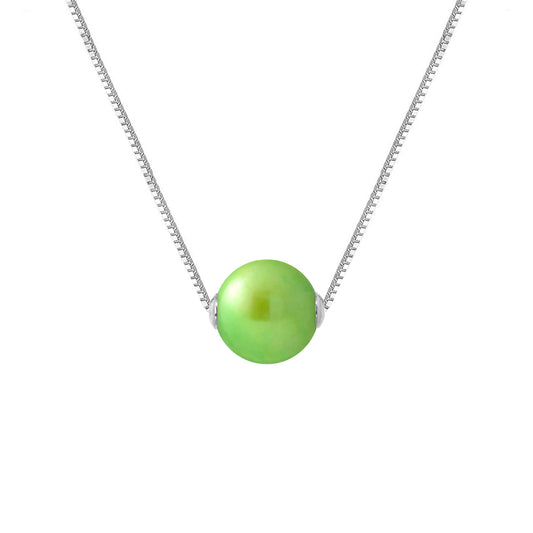 PERLINEA - Collier - Perle de Culture d'Eau Douce - Diamètre 9-10 mm Vert Tonic - Argent 925 Millièmes