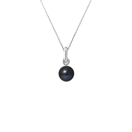 PERLINEA - Collier - Perle de Culture d'Eau Douce - Diamètre 6-7 mm Black Tahiti - Argent 925 Millièmes