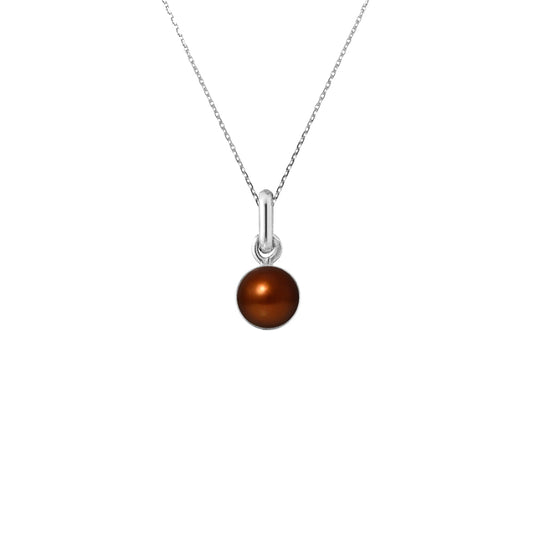 PERLINEA - Collier - Perle de Culture d'Eau Douce - Diamètre 6-7 mm Chocolat - Argent 925 Millièmes