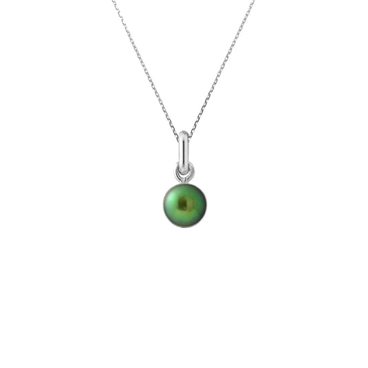 PERLINEA - Collier - Perle de Culture d'Eau Douce - Diamètre 6-7 mm Vert Intense - Argent 925 Millièmes