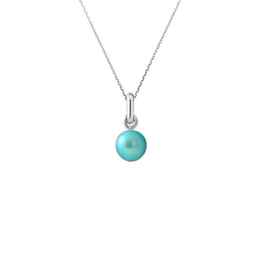 PERLINEA - Collier - Perle de Culture d'Eau Douce - Diamètre 6-7 mm Bleu Turquoise - Argent 925 Millièmes