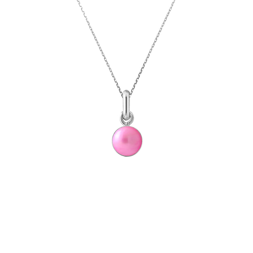 PERLINEA - Collier - Perle de Culture d'Eau Douce - Diamètre 6-7 mm Rose Fushia - Argent 925 Millièmes