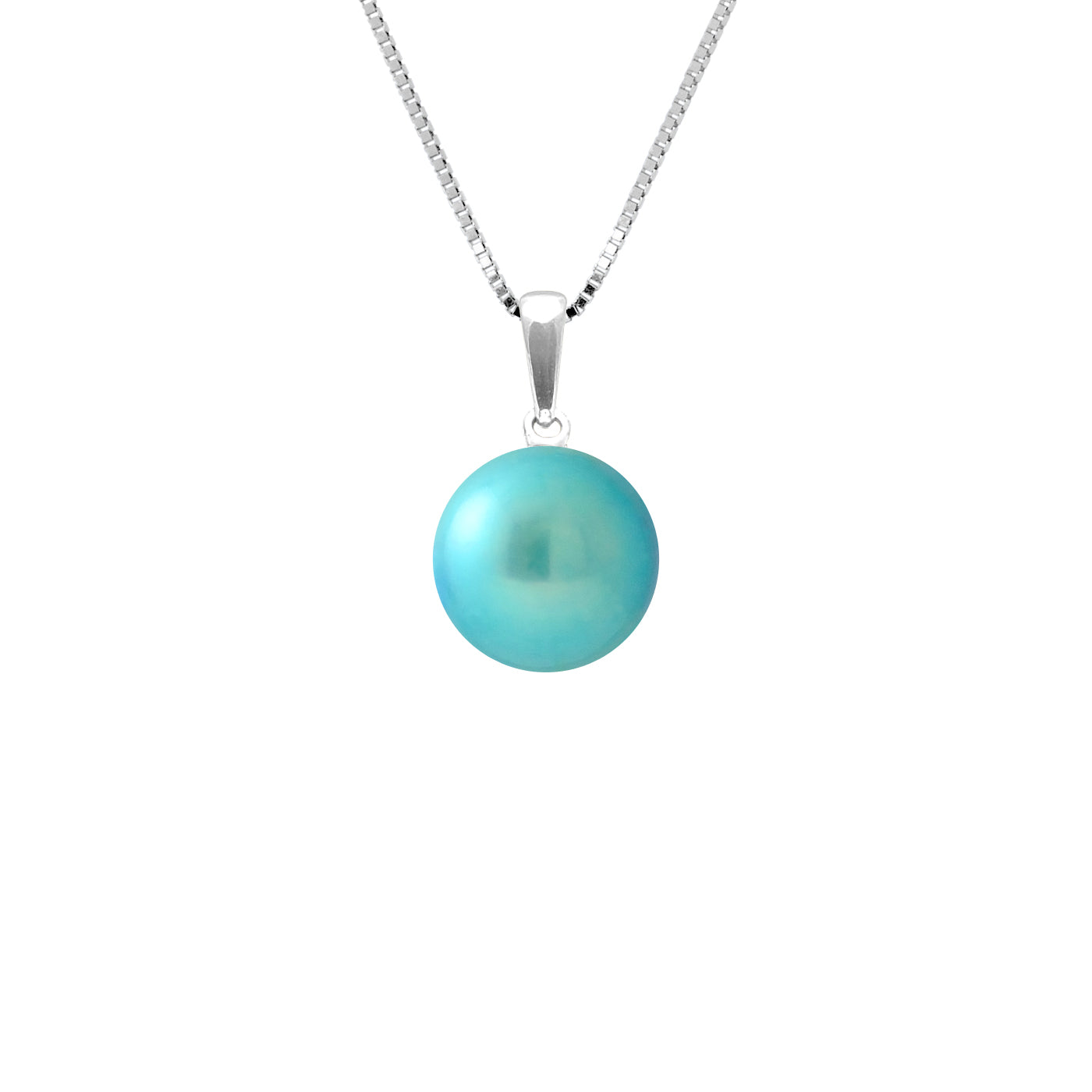 PERLINEA - Collier - Perle de Culture d'Eau Douce - Diamètre 9-10 mm Bleu Turquoise - Argent 925 Millièmes