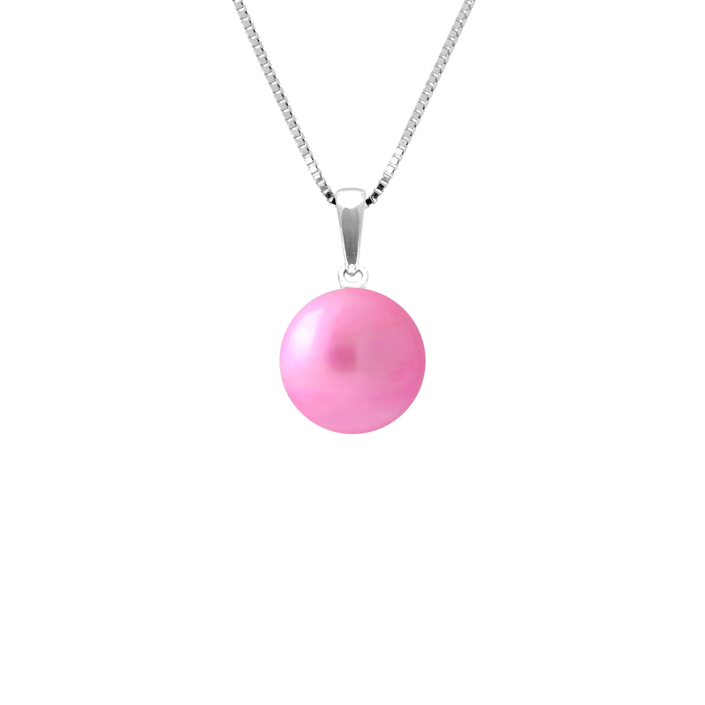 PERLINEA - Collier - Perle de Culture d'Eau Douce - Diamètre 9-10 mm Rose Fushia - Argent 925 Millièmes