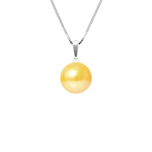 PERLINEA - Collier - Perle de Culture d'Eau Douce - Diamètre 9-10 mm Gold - Argent 925 Millièmes