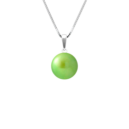 PERLINEA - Collier - Perle de Culture d'Eau Douce - Diamètre 9-10 mm Vert Tonic - Argent 925 Millièmes