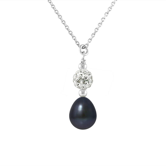 PERLINEA - Collier - Perle de Culture d'Eau Douce - Diamètre 8-9 mm Black Tahiti - Argent 925 Millièmes