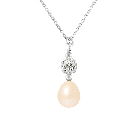 PERLINEA - Collier - Perle de Culture d'Eau Douce - Diamètre 8-9 mm Rose - Argent 925 Millièmes