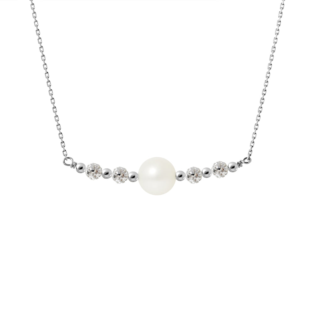 PERLINEA - Collier - Perle de Culture d'Eau Douce - Diamètre 9-10 mm Blanc - Argent 925 Millièmes