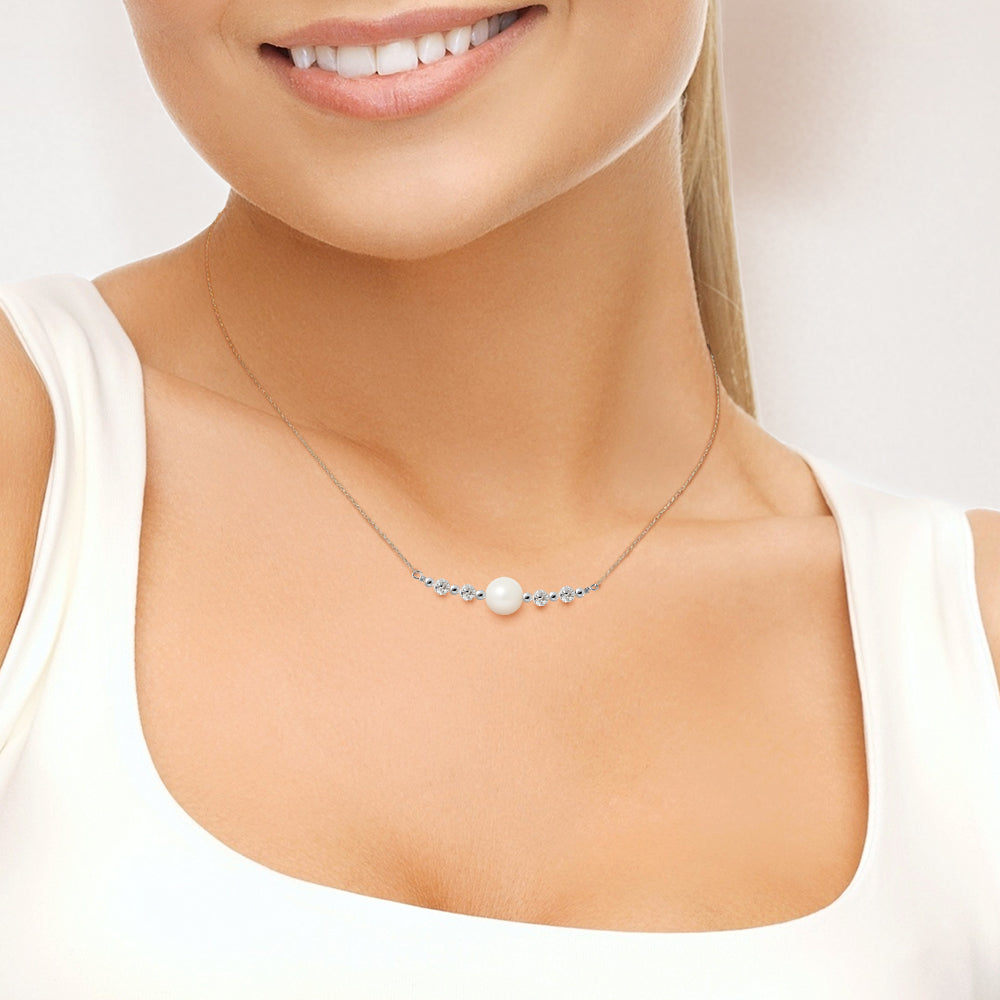 PERLINEA - Collier - Perle de Culture d'Eau Douce - Diamètre 9-10 mm Blanc - Argent 925 Millièmes