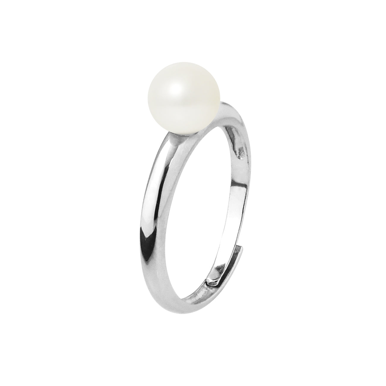 PERLINEA - Bague Jonc- Perle de Culture d'Eau Douce - Diamètre 6-7 mm  Blanc- Argent 925 Millièmes