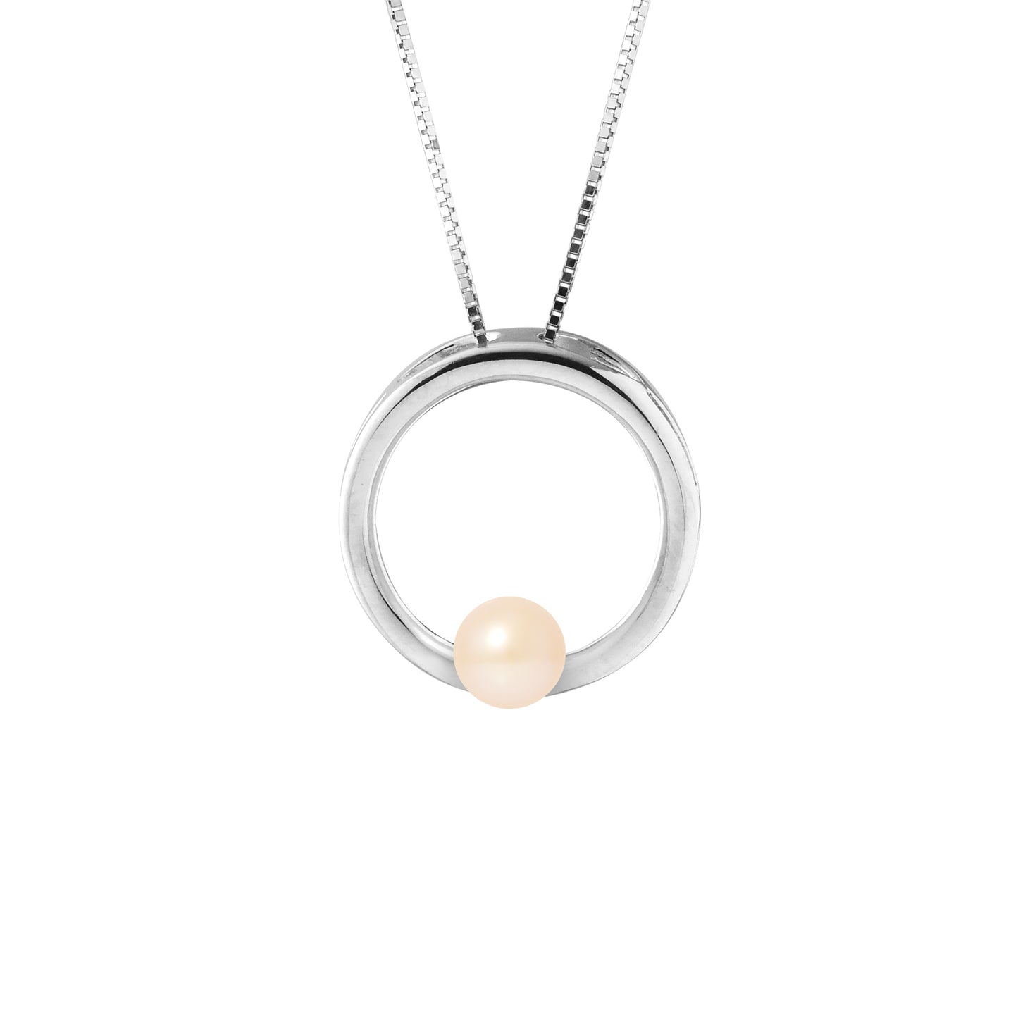 PERLINEA - Collier Cercle - Perle de Culture d'Eau Douce - Diamètre 6-7 mm Rose - Argent 925 Millièmes