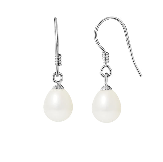 PERLINEA - Boucles d'Oreilles - Perles de Culture d'Eau Douce Blanc - Argent 925 Millièmes