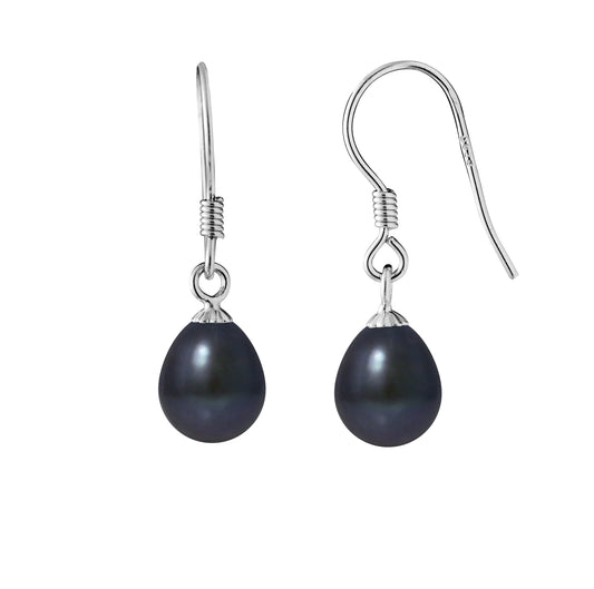 PERLINEA - Boucles d'Oreilles - Perles de Culture d'Eau Douce Black Tahiti - Argent 925 Millièmes