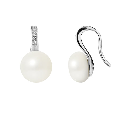 PERLINEA - Boucles d'Oreilles - Joaillerie Perles de Culture d'Eau Douce Blanc - Argent 925 Millièmes