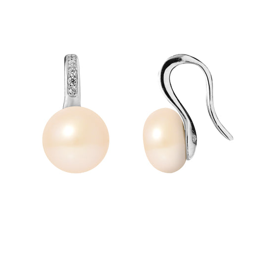 PERLINEA - Boucles d'Oreilles - Joaillerie Perles de Culture d'Eau Douce Rose - Argent 925 Millièmes