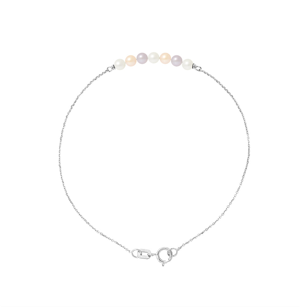 PERLINEA - Bracelet - Perle de Culture d'Eau Douce - Diamètre 3-4 mm Multicolore - Or Blanc