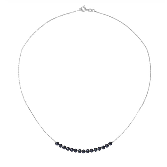 PERLINEA - Collier - Perles de culture - Diamètre 3-4 mm Black Tahiti - Or Blanc