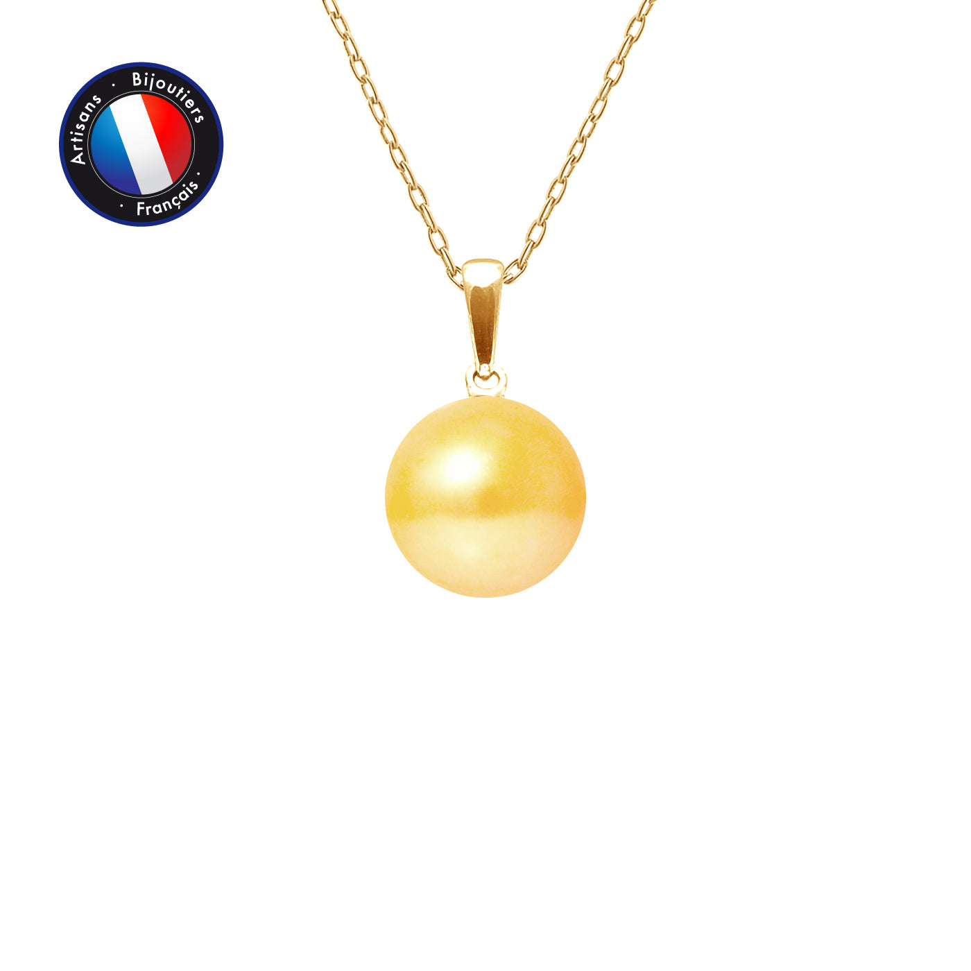 PERLINEA - Pendentif - Perle de Culture d'Eau Douce - Bouton Diamètre 9-10 mm Gold - Or Jaune